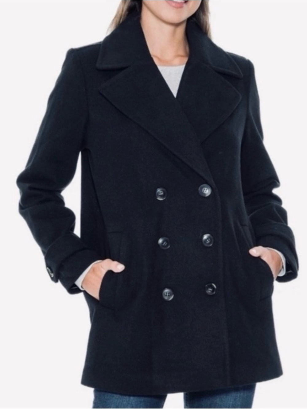 Croft & Barrow XL Black Pea Coat with FREE SCARF(NWT)